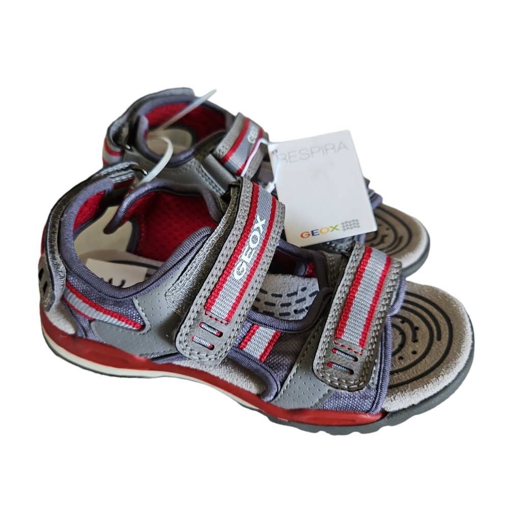 Geox size 13 kids‎ grey and red boy's sandals